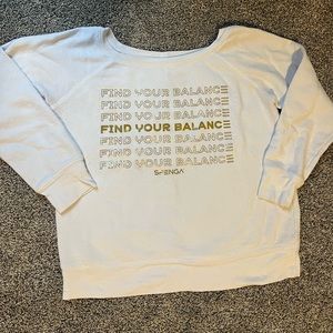 SPENGA - find your balance - off the shoulder crewneck. Gold lettering - large